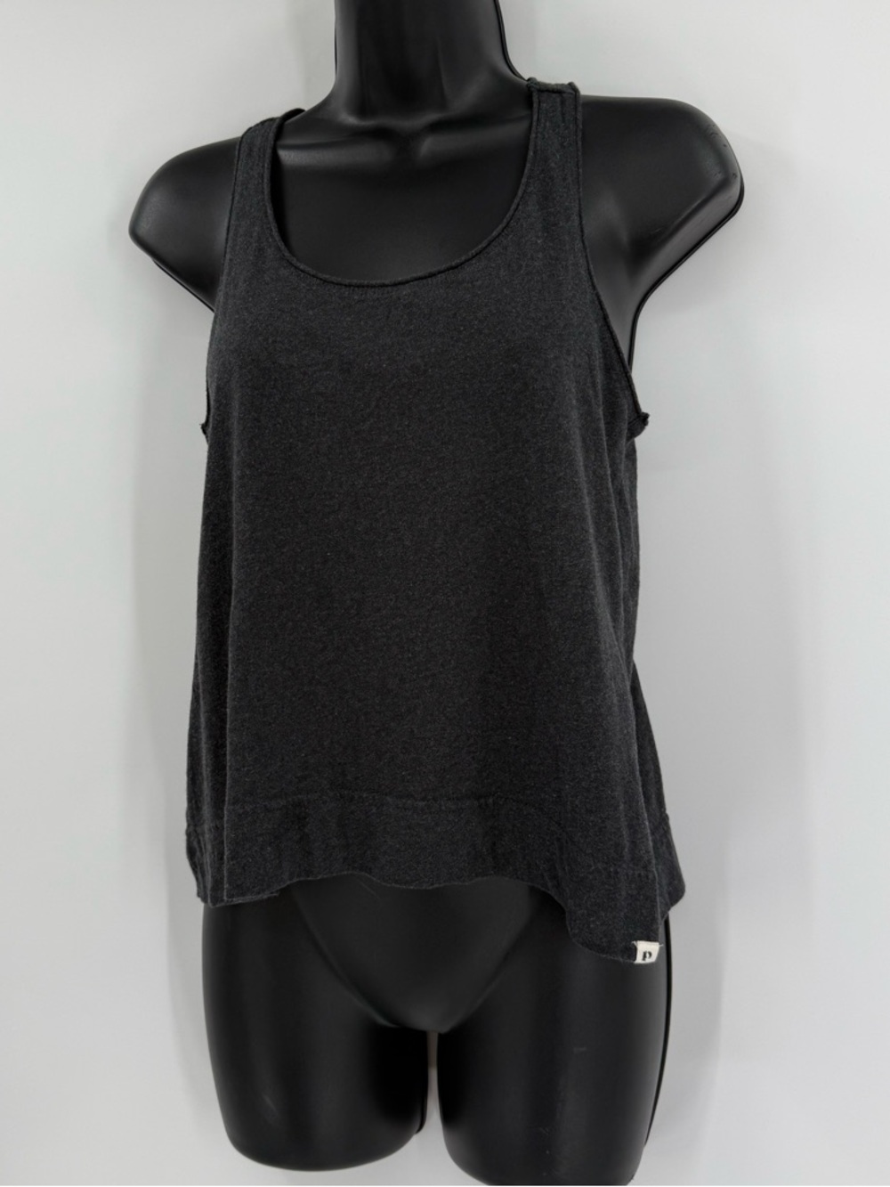 Pact Organic Cotton Racerback Cropped Tank Top | Charcoal | XS - Picture 3 of 7